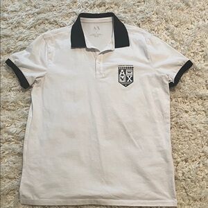 Armani Exchange White Polo with Black Trim